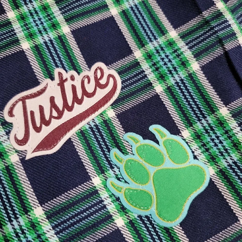 Justice X Stranger Things Youth Plaid Skirt Patchwork Girls Size XL 16 18 Blue
